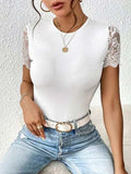 Lace Backless Round Neck Bodysuit - Trendsi - Flyclothing LLC