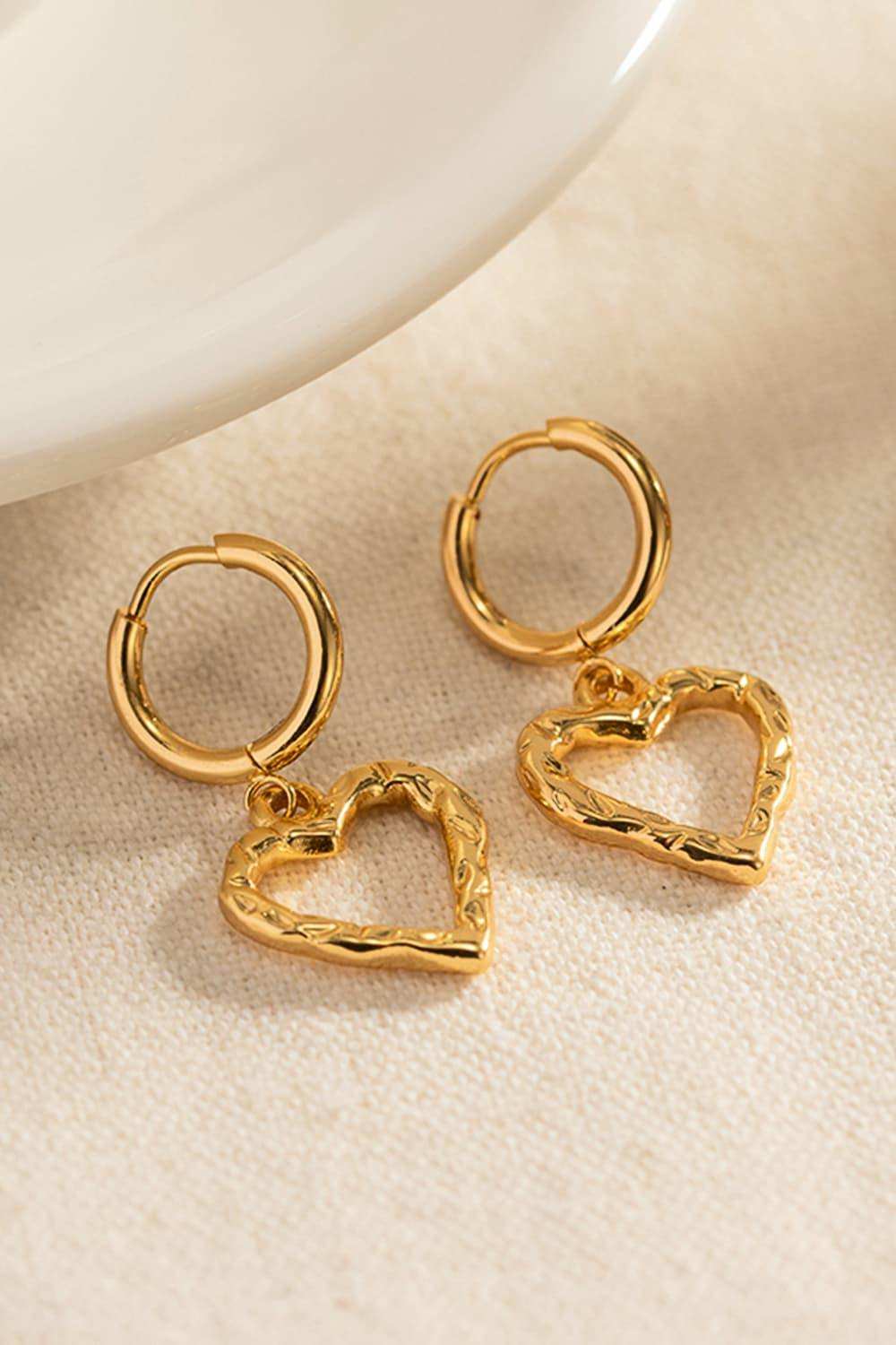 Heart Stainless Steel Drop Earrings - Trendsi - Flyclothing LLC