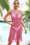 Fringe Hem Openwork Sleeveless Cover-Up Dress - Trendsi - Flyclothing LLC