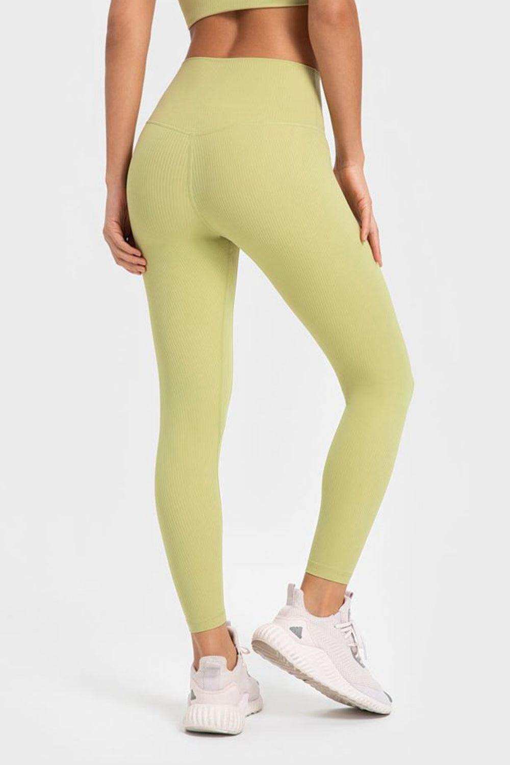 Highly Stretchy Wide Waistband Yoga Leggings - Trendsi - Flyclothing LLC