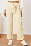 Textured Elastic Waist Straight Pants - Trendsi - Flyclothing LLC