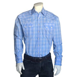 Rockmount Ranch Wear Mens Light Blue Shadow Plaid Western Shirt - Rockmount Clothing - Flyclothing LLC