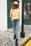 Striped Balloon Sleeve Knit Pullover - Trendsi - Flyclothing LLC