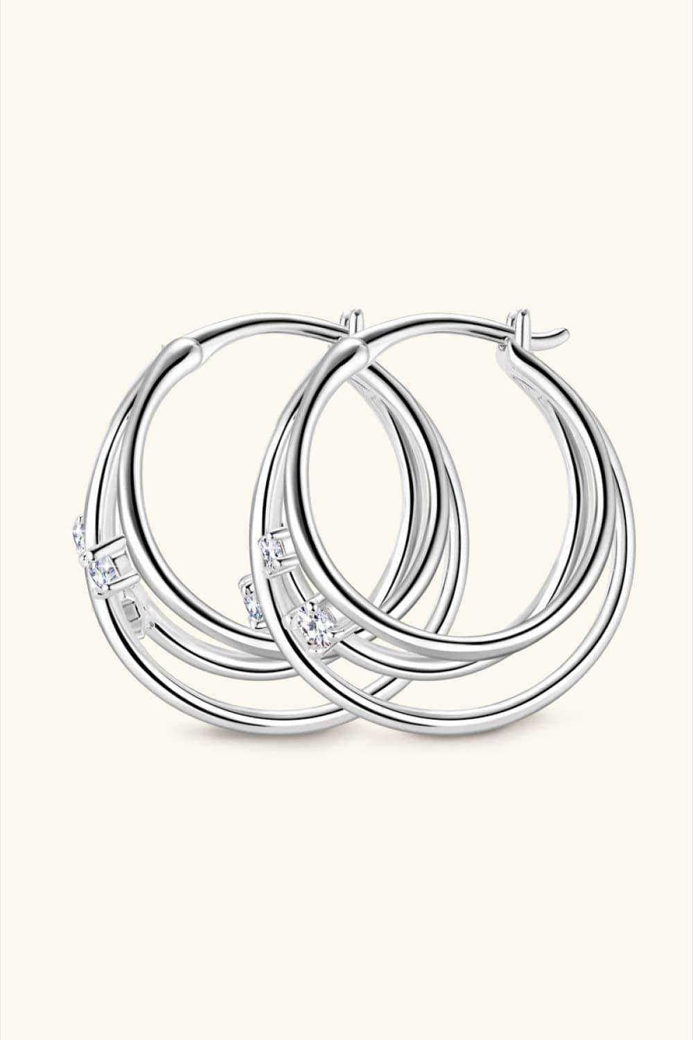 Moissanite 925 Sterling Silver Layered Earrings - Trendsi - Flyclothing LLC