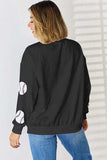 Sequin Ball Round Neck Dropped Shoulder Sweatshirt - Trendsi - Flyclothing LLC