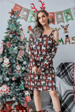 Christmas Asymmetrical Neck Long Sleeve Dress - Trendsi - Flyclothing LLC