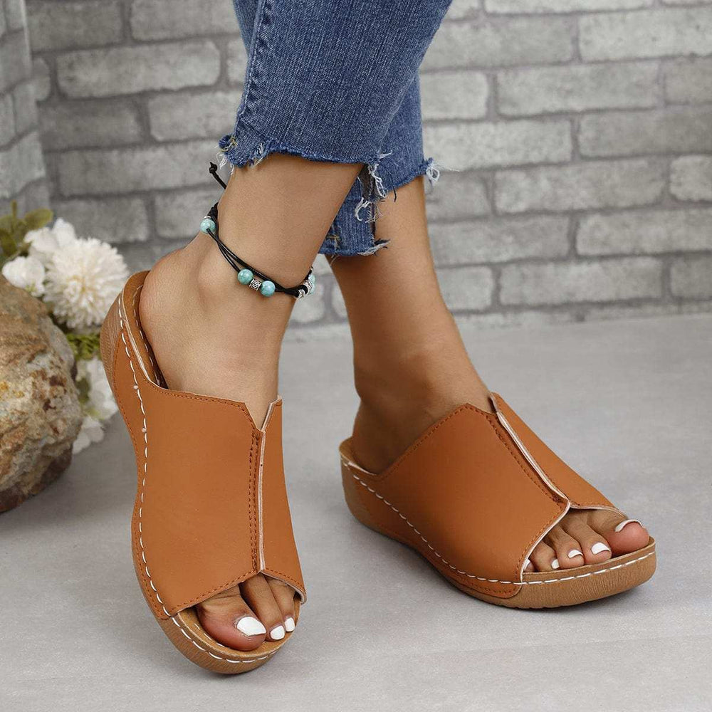 PU Leather Open Toe Sandals - Trendsi - Flyclothing LLC