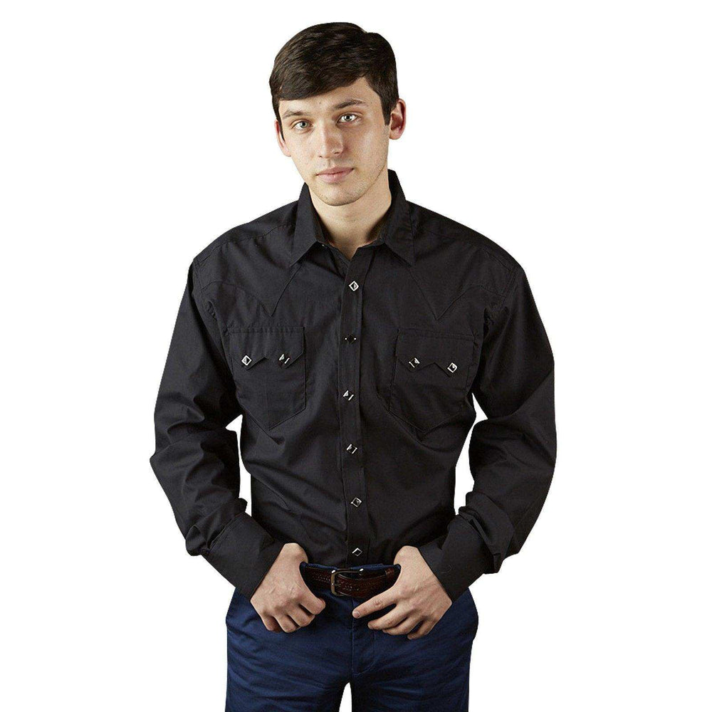 Rockmount Ranch Wear Mens Classic Pima Cotton Black Western Shirt - Rockmount Clothing - Flyclothing LLC