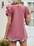 Layered Flutter Sleeve V-Neck Top - Trendsi - Flyclothing LLC