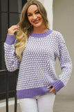 Printed Round Neck Dropped Shoulder Sweater - Trendsi - Flyclothing LLC