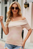 Asymmetrical Neck Rib-Knit Top - Trendsi - Flyclothing LLC