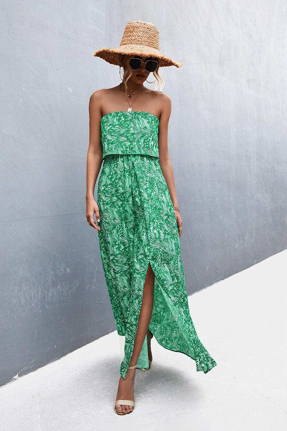 Strapless Split Maxi Dress - Trendsi - Flyclothing LLC