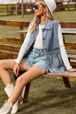 Sleeveless Collared Neck Denim Top with Pockets - Trendsi - Flyclothing LLC