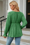 Round Neck Flounce Sleeve Blouse - Trendsi - Flyclothing LLC