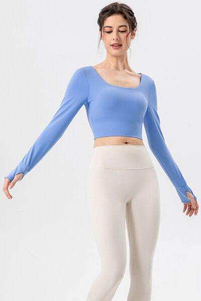 Square Neck Crisscross Active T-Shirt - Trendsi - Flyclothing LLC