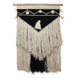 Handwoven Boho Wall Hanging, Charcoal & Cream - Asha Handicrafts - Flyclothing LLC