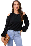 Tied Asymmetrical Neck Cold-Shoulder Blouse - Trendsi - Flyclothing LLC