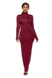Mock Neck Long Sleeve Maxi Slim Dress - Trendsi - Flyclothing LLC