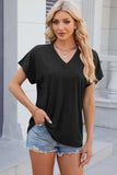 V-Neck Short Sleeve T-Shirt - Trendsi - Flyclothing LLC