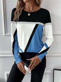 Contrast Round Neck Long Sleeve T-Shirt - Trendsi - Flyclothing LLC