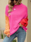 Color Block Dropped Shoulder Sweater - Trendsi - Flyclothing LLC