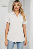 Johnny Collar Short Sleeve Blouse - Trendsi - Flyclothing LLC