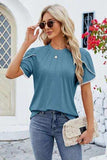 Round Neck Petal Sleeve T-Shirt - Trendsi - Flyclothing LLC