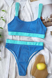 Color Block Scoop Neck Bikini Set - Trendsi - Flyclothing LLC
