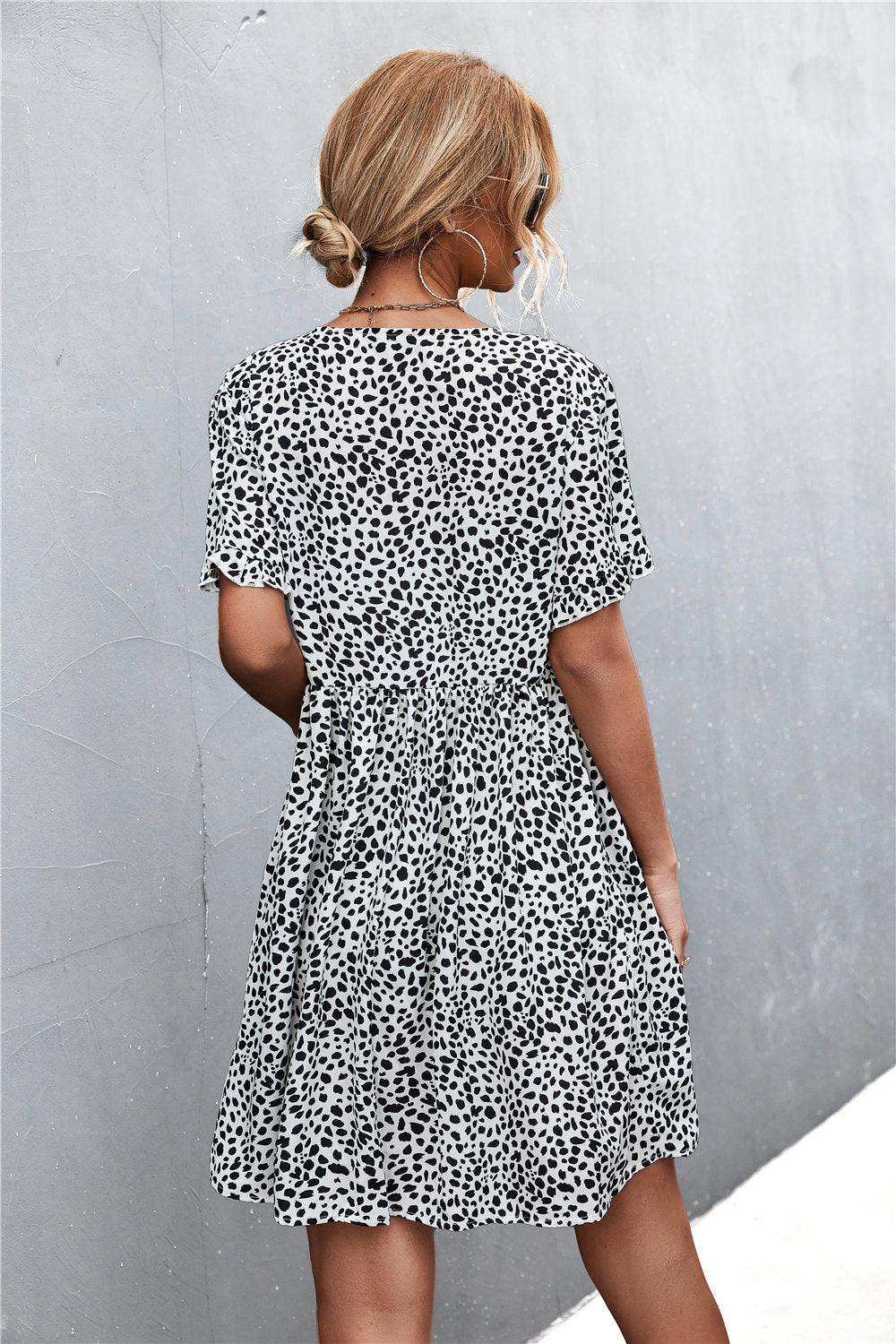 Printed Button down Pocketed Dress - Trendsi - Flyclothing LLC