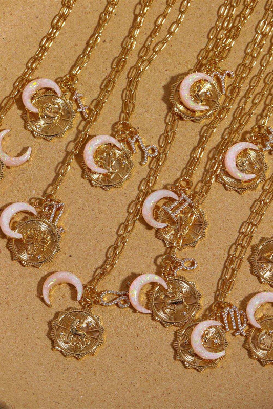 Constellation and Moon Pendant Copper Necklace - Trendsi - Flyclothing LLC