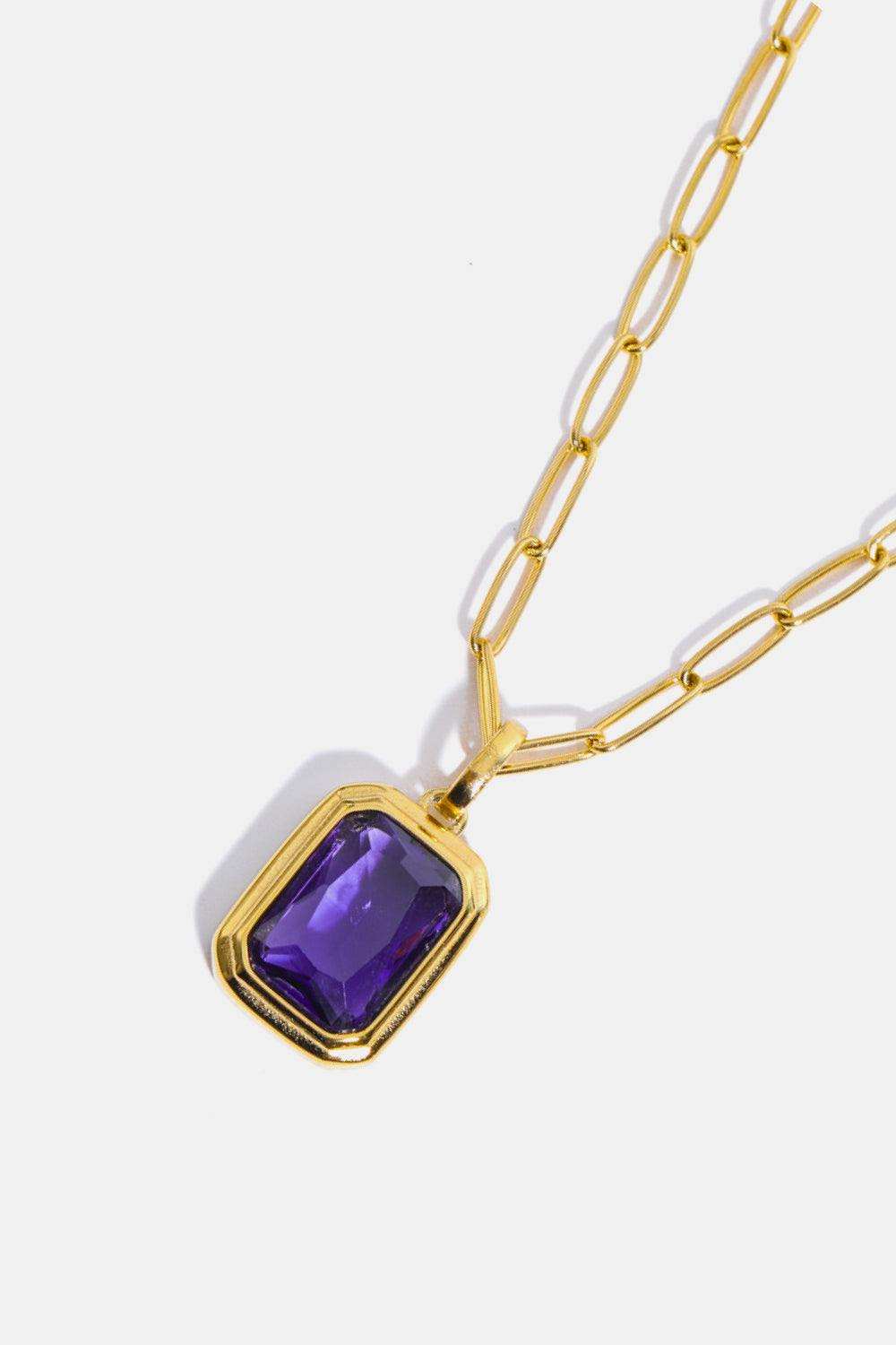 Zircon 18K Gold-Plated Geometrical Shape Pendant Necklace - Trendsi - Flyclothing LLC