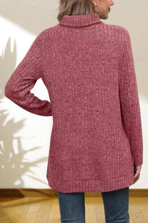 Turtleneck High Low Top - Trendsi - Flyclothing LLC