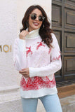 Reindeer & Snow Pattern Turtle Neck Pullover Sweater - Trendsi - Flyclothing LLC