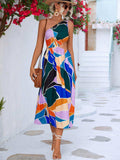 Printed Cutout One-Shoulder Sleeveless Dress - Trendsi - Flyclothing LLC