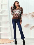 Snowflake Pattern Round Neck Sweater - Trendsi - Flyclothing LLC