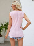 Eyelet Lace Detail V-Neck Tank - Trendsi - Flyclothing LLC