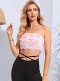 Floral Detail Cropped Tube Top - Trendsi - Flyclothing LLC