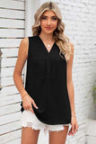 Texture V-Neck Sleeveless Top - Trendsi - Flyclothing LLC