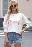 Letter Graphic Round Neck Sweater - Trendsi - Flyclothing LLC