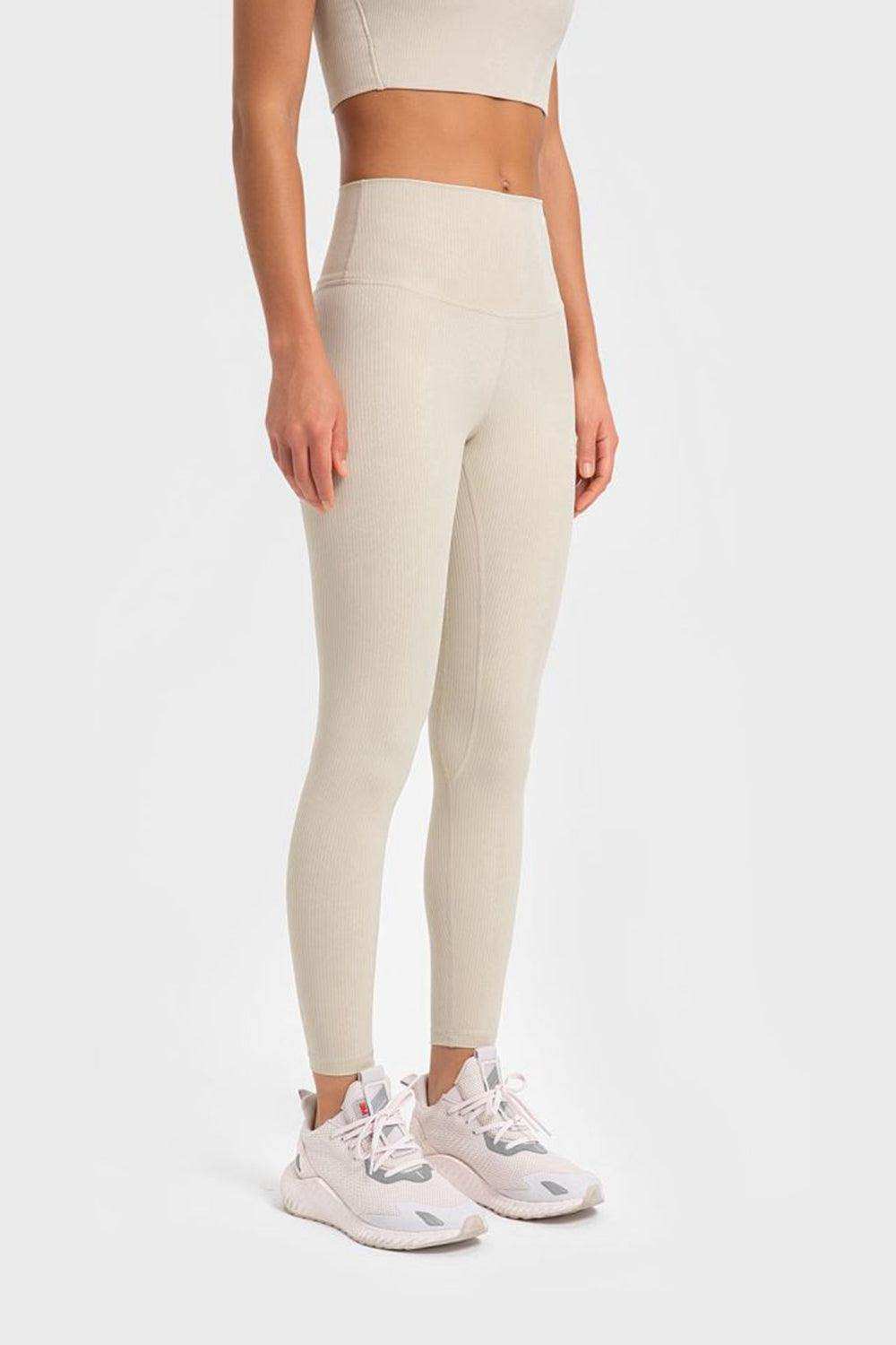 Highly Stretchy Wide Waistband Yoga Leggings - Trendsi - Flyclothing LLC