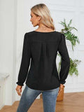 Notched Flounce Sleeve Blouse - Trendsi - Flyclothing LLC