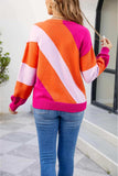 Color Block Ribbed Round Neck Sweater - Trendsi - Flyclothing LLC