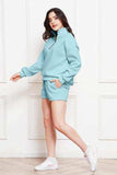 Half Zip Long Sleeve Sweatshirt and Drawstring Shorts Set - Trendsi - Flyclothing LLC