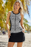 Geometric Print Color Block Swim Top and Skirt Set - Trendsi - Flyclothing LLC