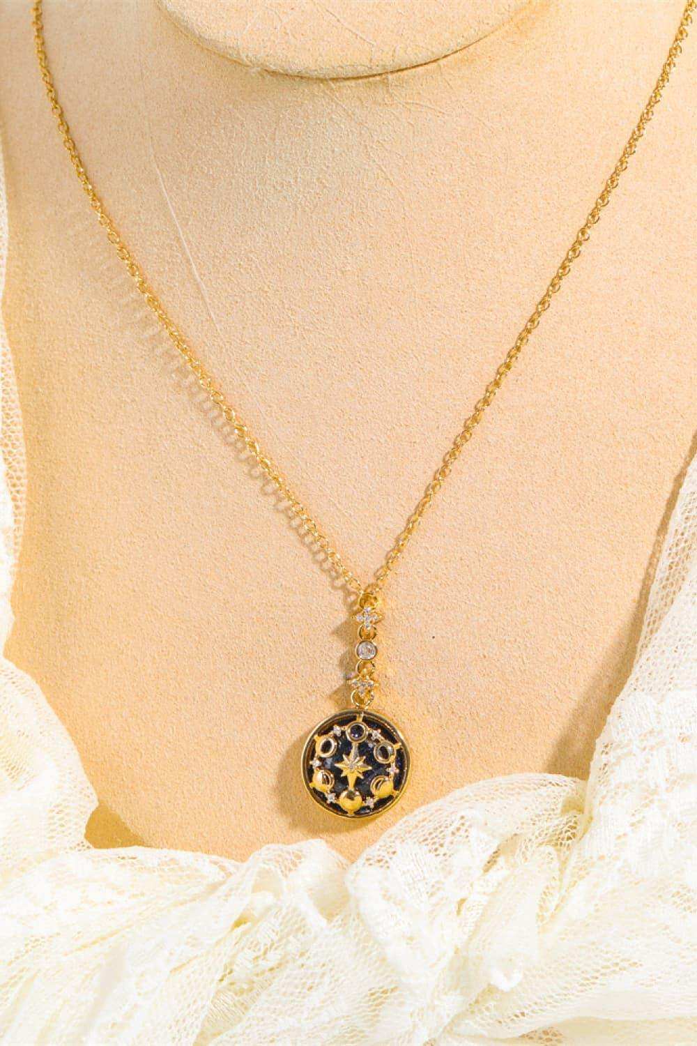 Vintage Blue Sandstone Pendant Copper Necklace - Trendsi - Flyclothing LLC