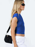 Backless Short Sleeve Cropped Blouse - Trendsi - Flyclothing LLC