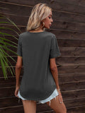 Glitter V-Neck Short Sleeve Tee Shirt - Trendsi - Flyclothing LLC