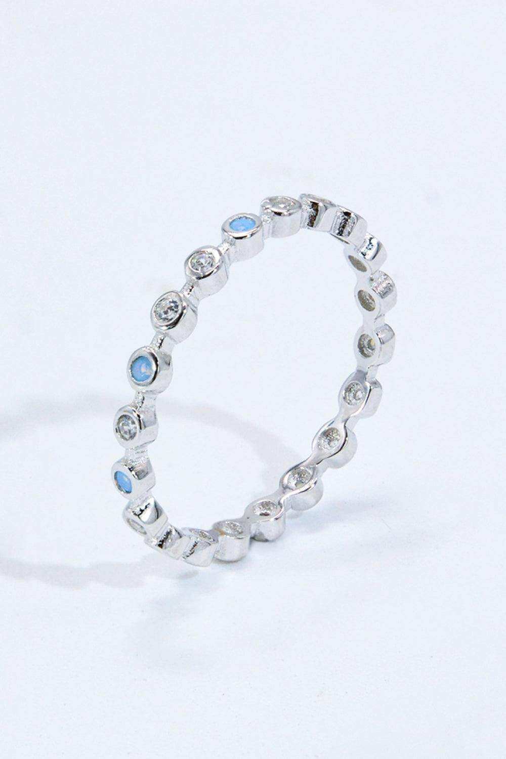 925 Sterling Silver Zircon and Natural Moonstone Ring - Trendsi - Flyclothing LLC