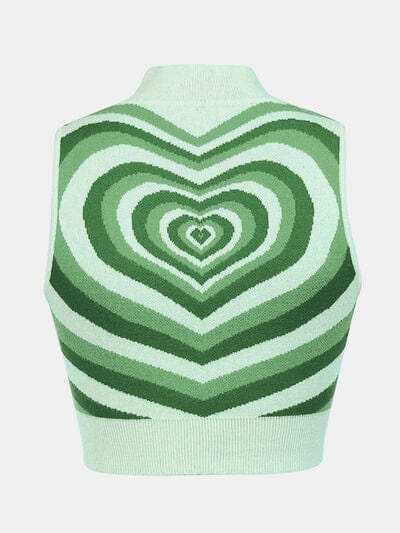 Heart Mock Neck Sweater Vest - Trendsi - Flyclothing LLC