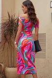 Printed Off-Shoulder Split Dress - Trendsi - Flyclothing LLC